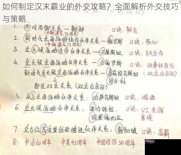 如何制定汉末霸业的外交攻略？全面解析外交技巧与策略