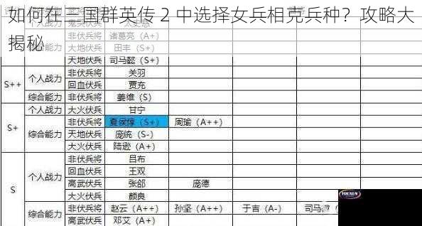 如何在三国群英传 2 中选择女兵相克兵种？攻略大揭秘