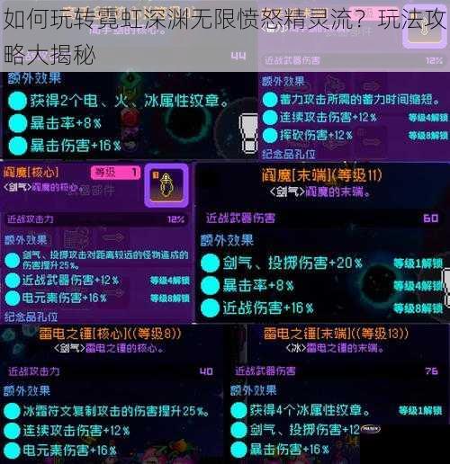 如何玩转霓虹深渊无限愤怒精灵流？玩法攻略大揭秘