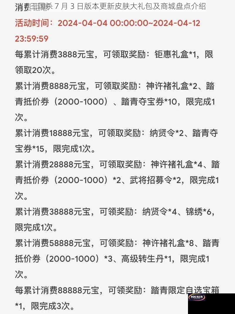 三国杀 7 月 3 日版本更新皮肤大礼包及商城盘点介绍