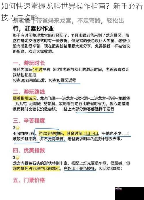 如何快速掌握龙腾世界操作指南？新手必看技巧与攻略