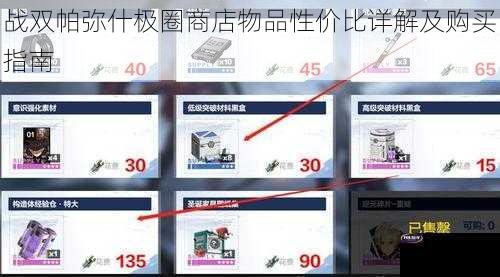 战双帕弥什极圈商店物品性价比详解及购买指南