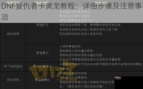 DNF复仇者卡黄龙教程：详细步骤及注意事项