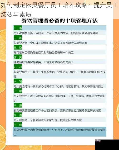 如何制定依灵餐厅员工培养攻略？提升员工绩效与素质