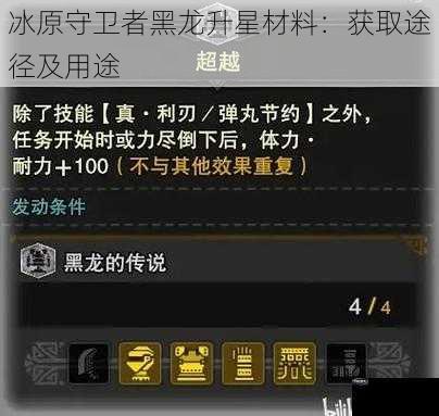 冰原守卫者黑龙升星材料：获取途径及用途