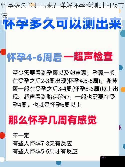 怀孕多久能测出来？详解怀孕检测时间及方法