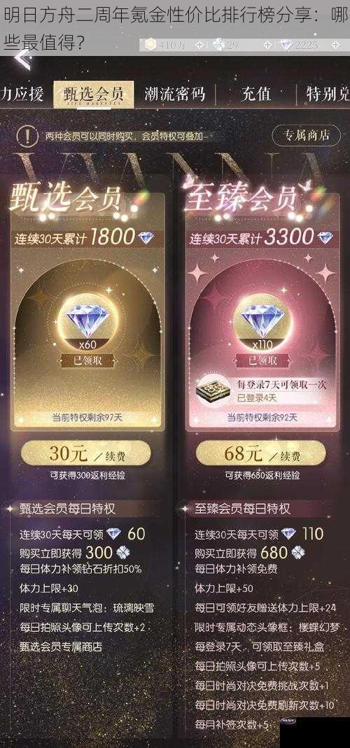 明日方舟二周年氪金性价比排行榜分享：哪些最值得？