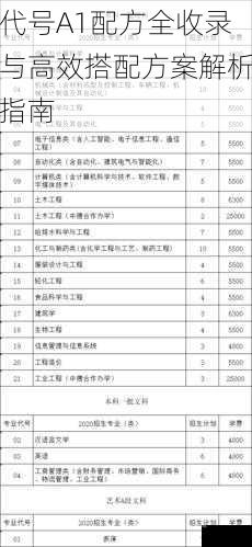 代号A1配方全收录与高效搭配方案解析指南