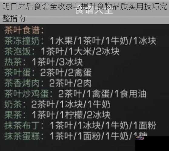 明日之后食谱全收录与提升食物品质实用技巧完整指南